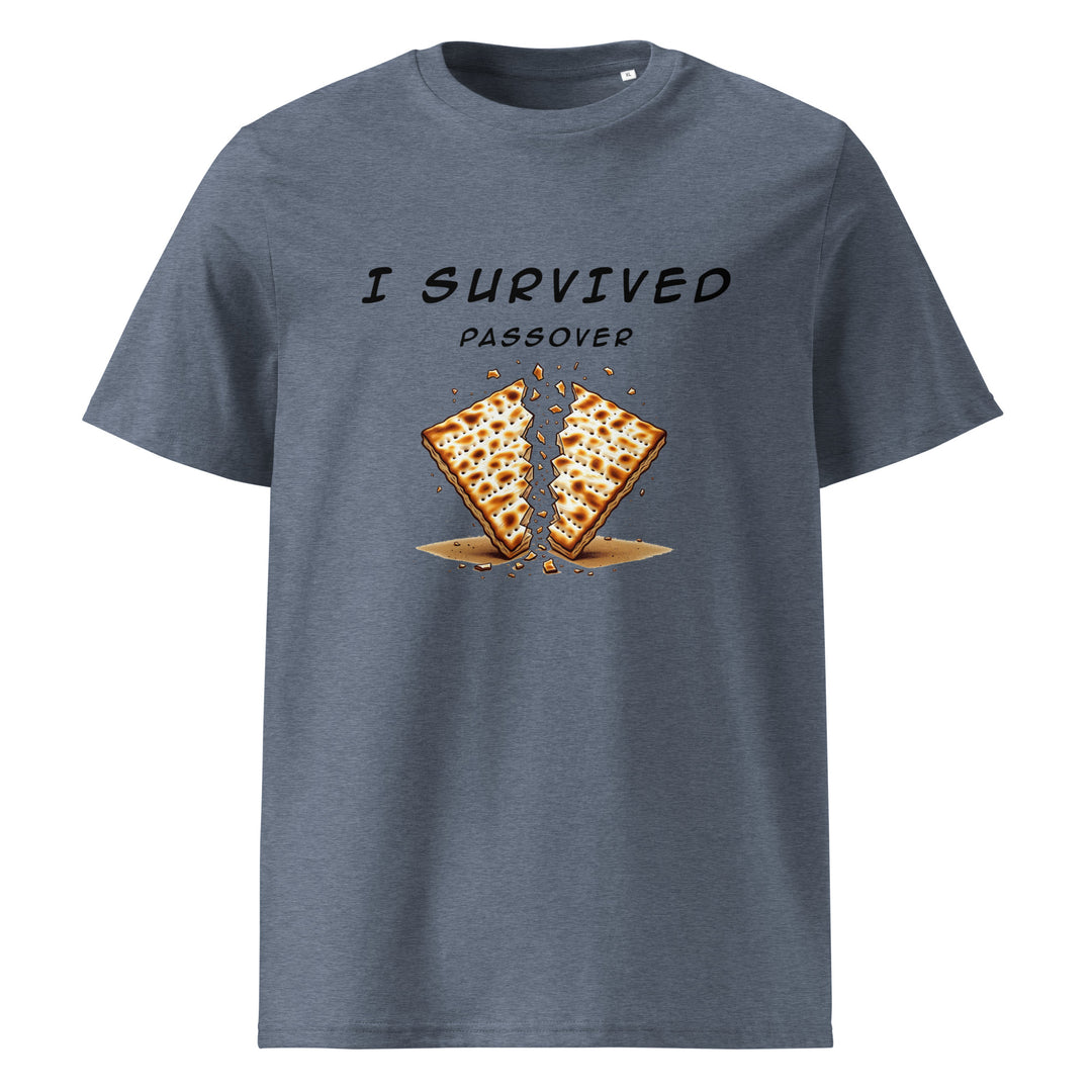 Passover Jewish pride t-shirt in Dark Heather Blue - folded view