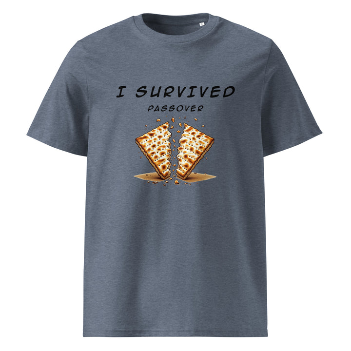 Passover Jewish pride t-shirt in Dark Heather Blue - folded view