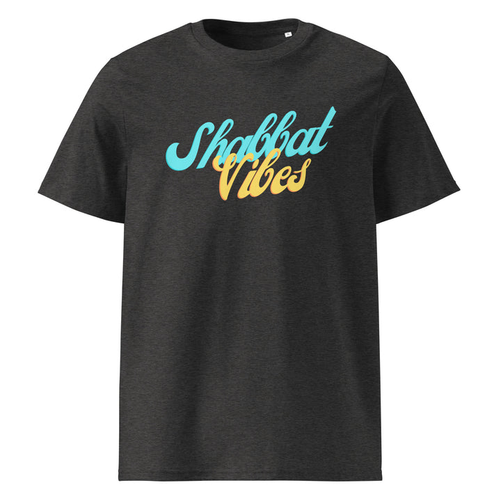 Shabbat Vibes Jewish pride t-shirt in Dark Heather Grey - detail view
