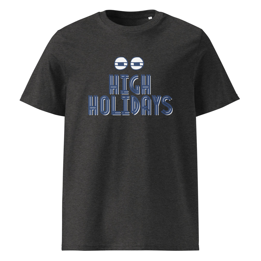 High Holidays Jewish pride t-shirt in Dark Heather Grey - close-up