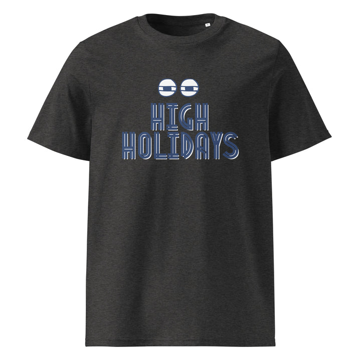 High Holidays Jewish pride t-shirt in Dark Heather Grey - close-up