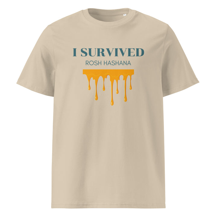 I Survived Rosh HaShana Jewish pride t-shirt in Desert Dust - lifestyle shot