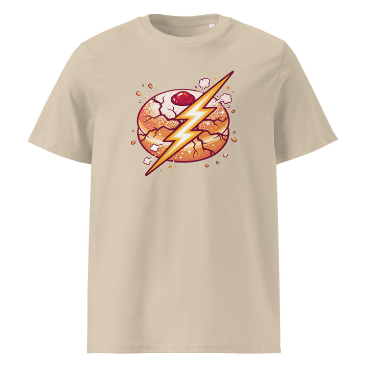 Sufganiyah Lightning Jewish pride t-shirt in Desert Dust - folded view