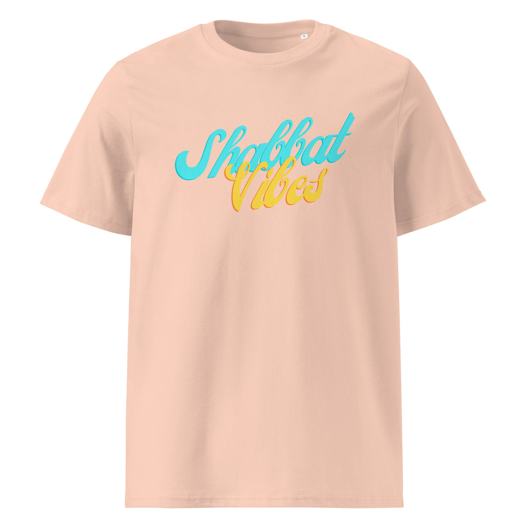 Shabbat Vibes Jewish pride t-shirt in Fraiche Peche - back view