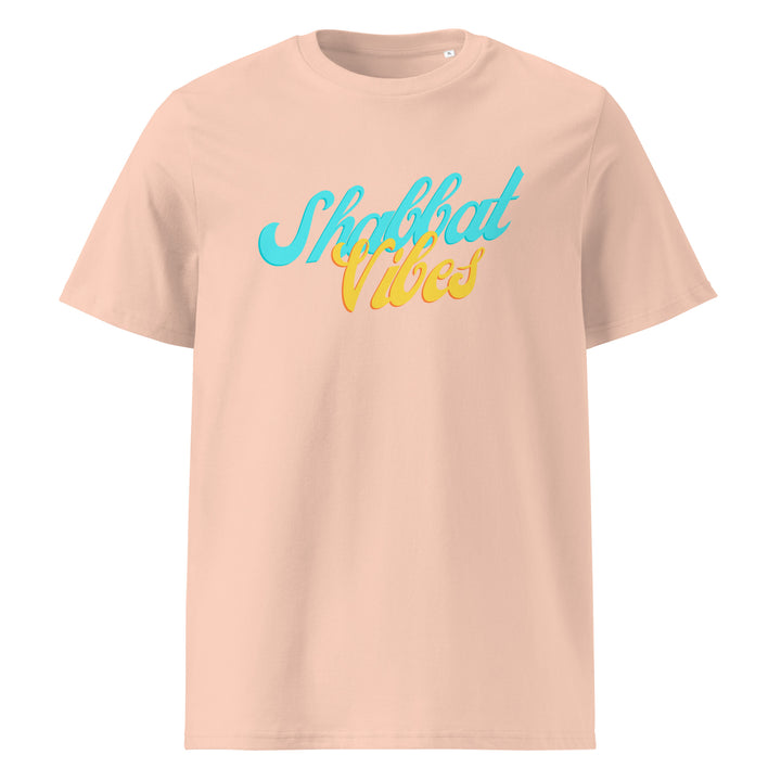 Shabbat Vibes Jewish pride t-shirt in Fraiche Peche - back view