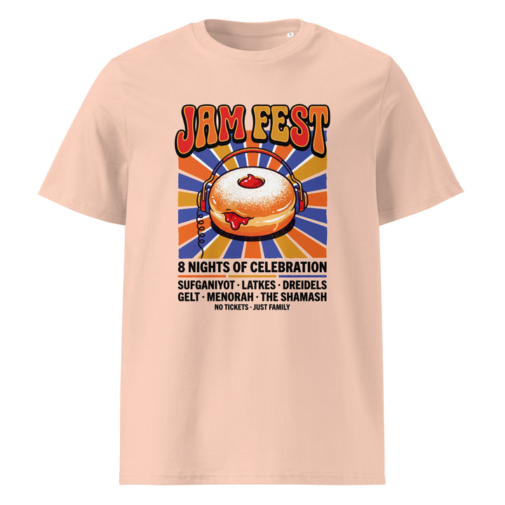 Jam Fest 8 Nights Jewish pride t-shirt in Fraiche Peche - side view