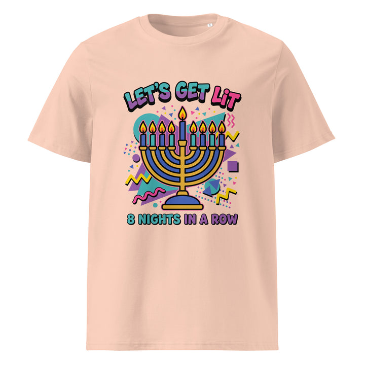 Lets Get Lit 90s Jewish pride t-shirt in Fraiche Peche - front view