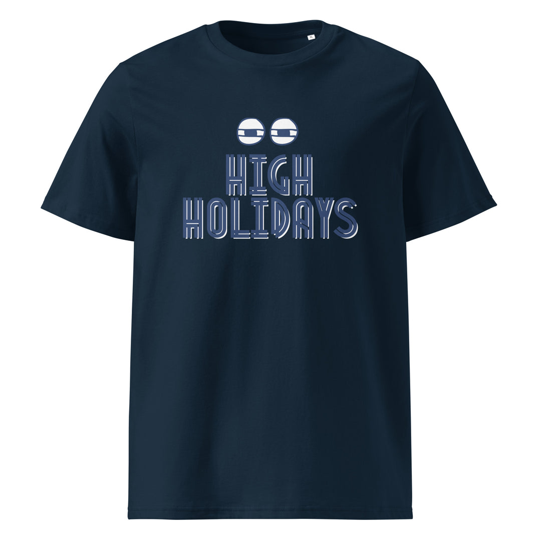 High Holidays Jewish pride t-shirt in French Navy - detail view
