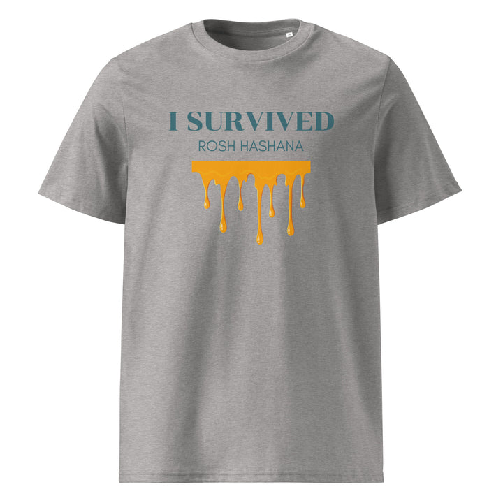 I Survived Rosh HaShana Jewish pride t-shirt in Heather Grey - flat lay