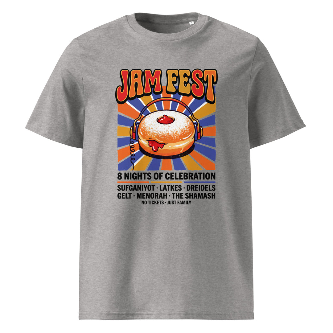 Jam Fest 8 Nights Jewish pride t-shirt in Heather Grey - flat lay