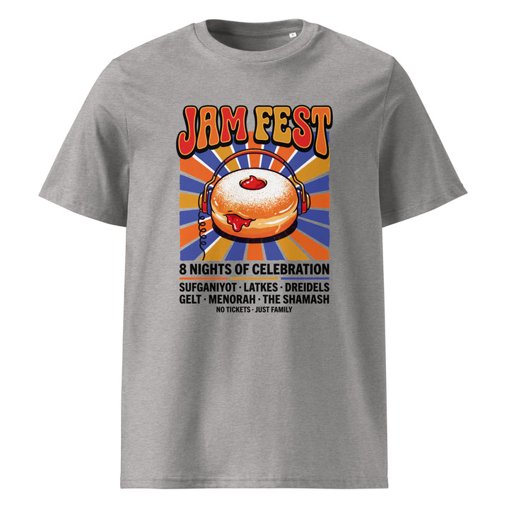Jam Fest 8 Nights Jewish pride t-shirt in Heather Grey - flat lay