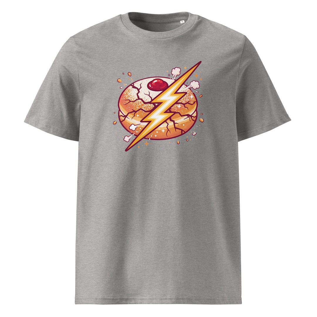 Sufganiyah Lightning Jewish pride t-shirt in Heather Grey - side view