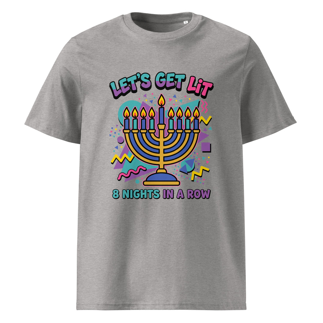 Lets Get Lit 90s Jewish pride t-shirt in Heather Grey - side view