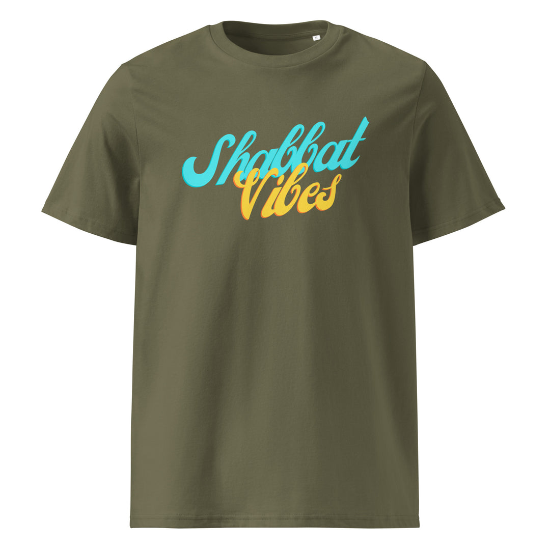 Shabbat Vibes Jewish pride t-shirt in Khaki - side view