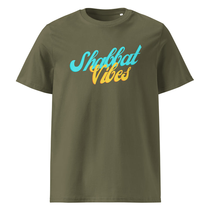 Shabbat Vibes Jewish pride t-shirt in Khaki - side view