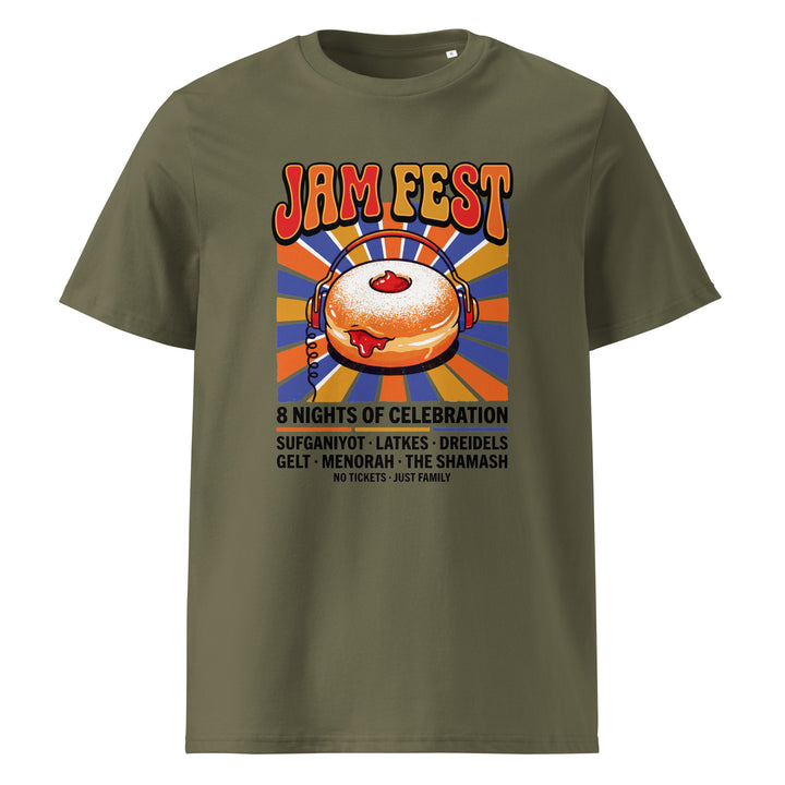 Jam Fest 8 Nights Jewish pride t-shirt in Khaki - detail view