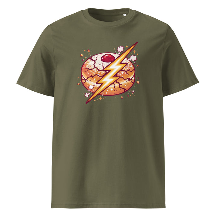 Sufganiyah Lightning Jewish pride t-shirt in Khaki - flat lay