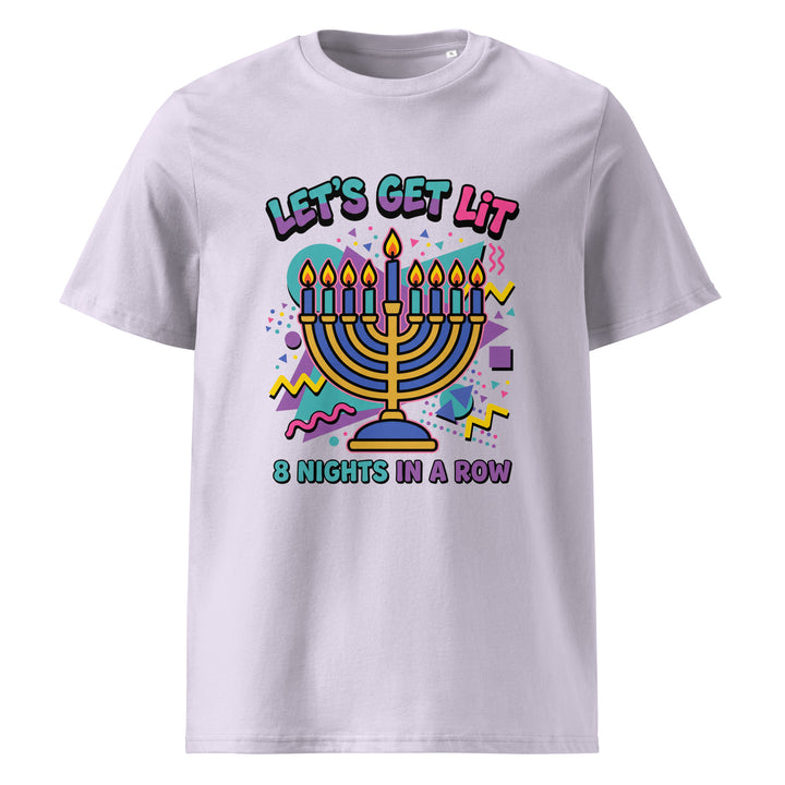 Lets Get Lit 90s Jewish pride t-shirt in Lavender - back view