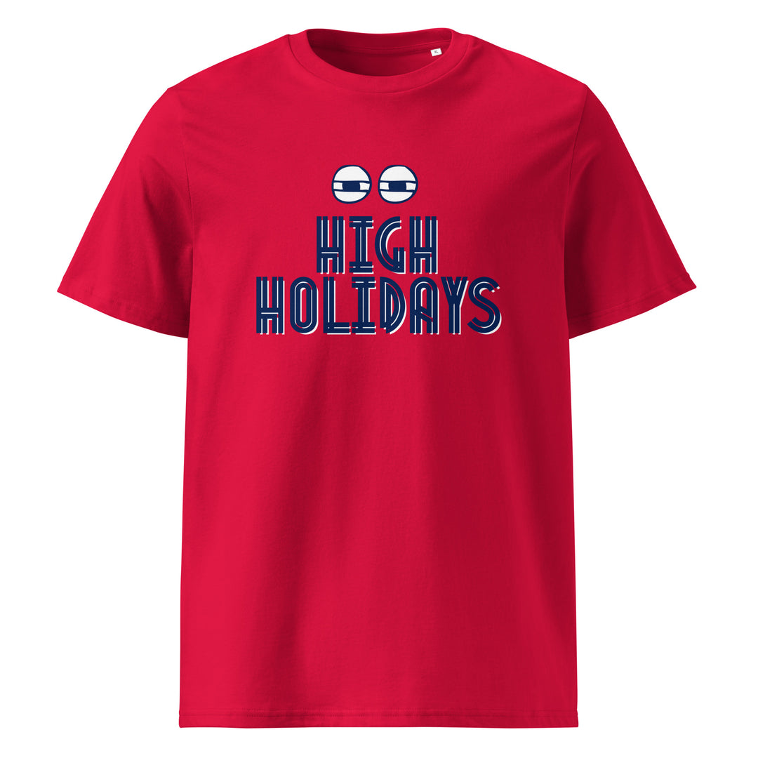 High Holidays Jewish pride t-shirt in Red - side view
