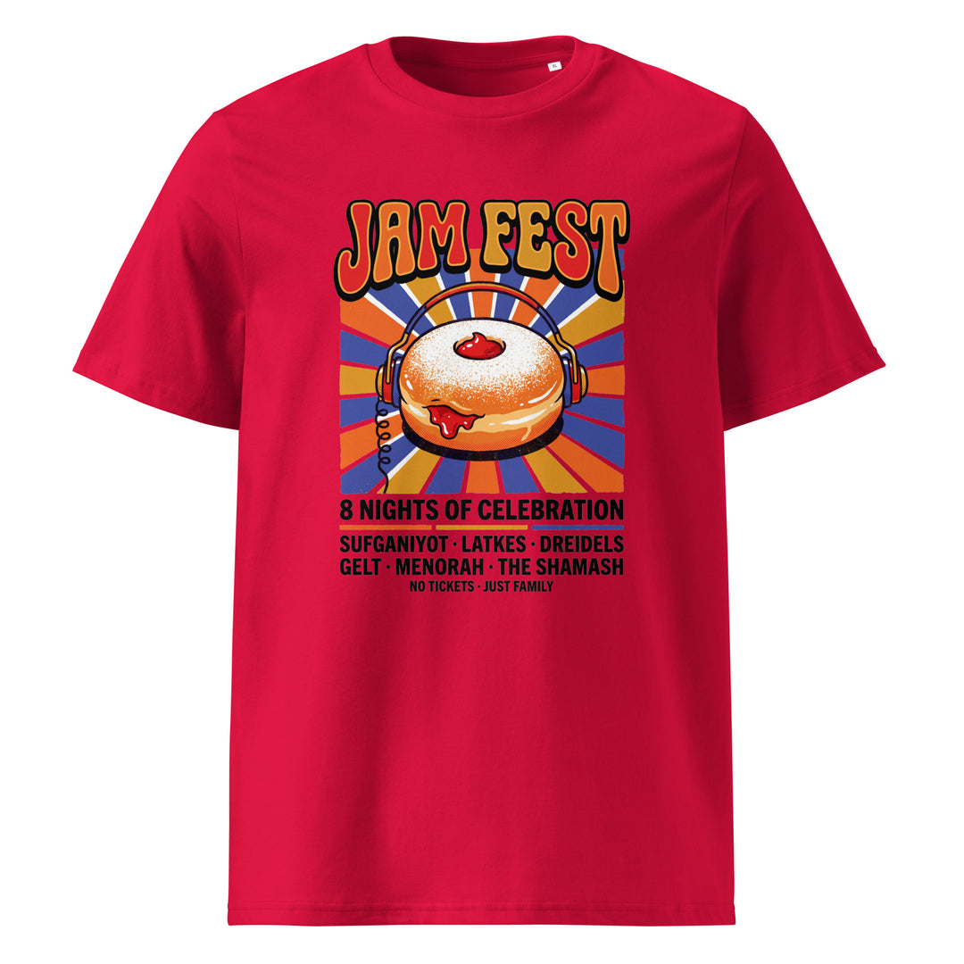 Jam Fest 8 Nights Jewish pride t-shirt in Red - front view