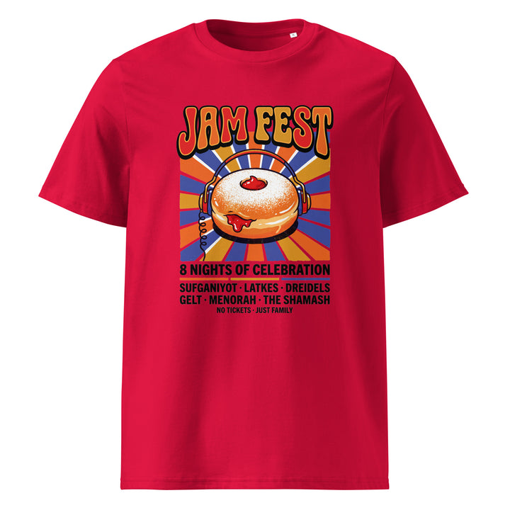 Jam Fest 8 Nights Jewish pride t-shirt in Red - front view