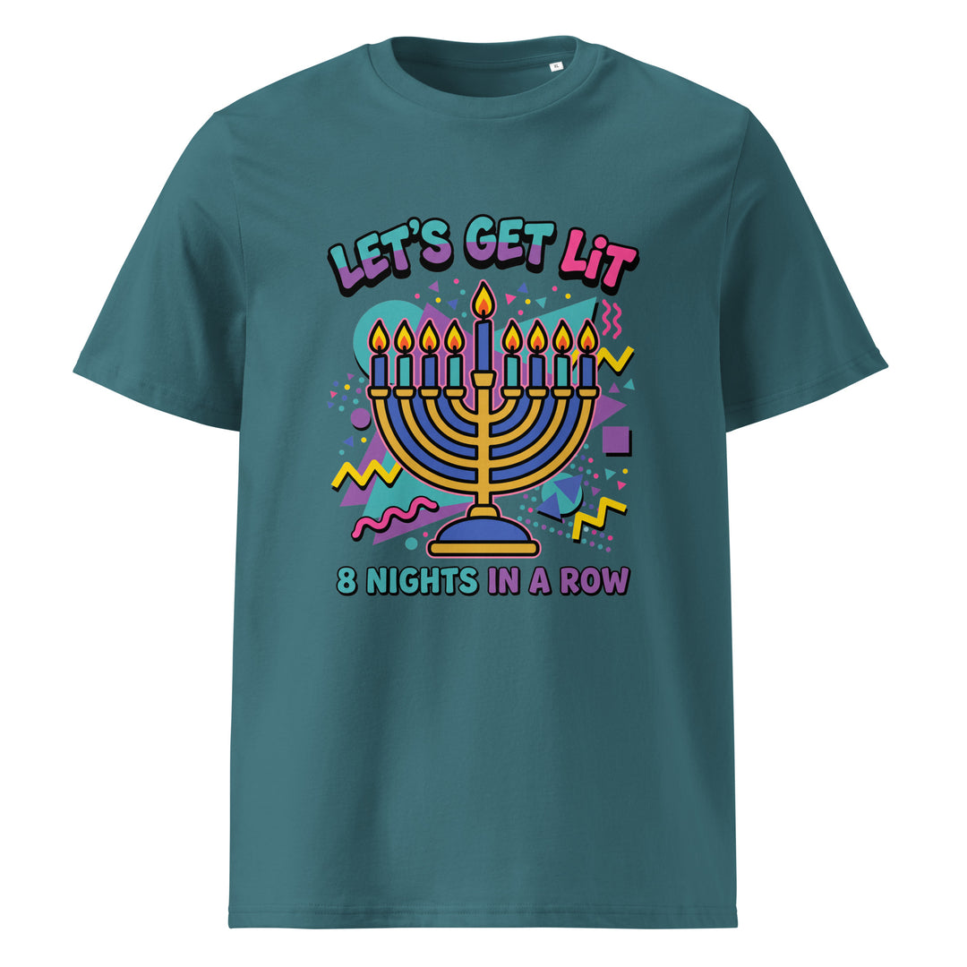Lets Get Lit 90s Jewish pride t-shirt in Stargazer - close-up