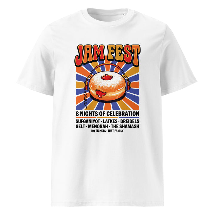 Jam Fest 8 Nights Jewish pride t-shirt in White - back view