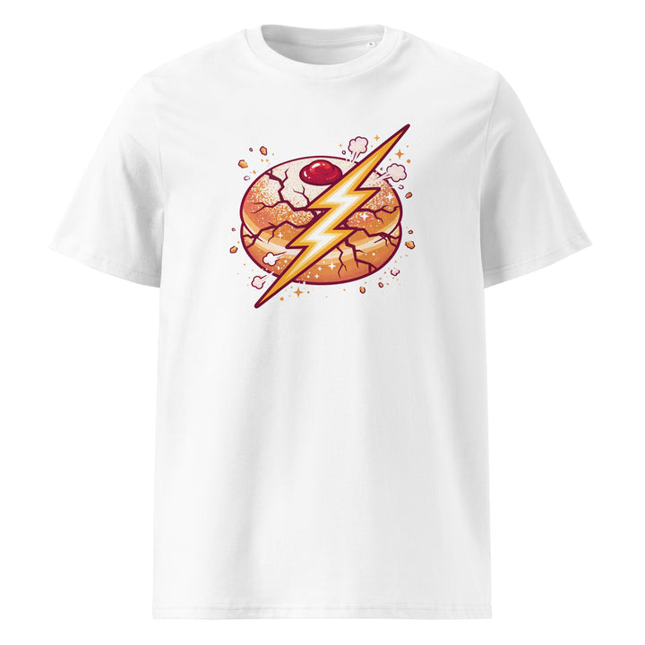 Sufganiyah Lightning Jewish pride t-shirt in White - close-up