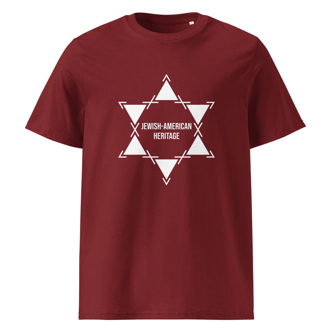 Jewish American Heritage Jewish pride t-shirt in Burgundy - side view