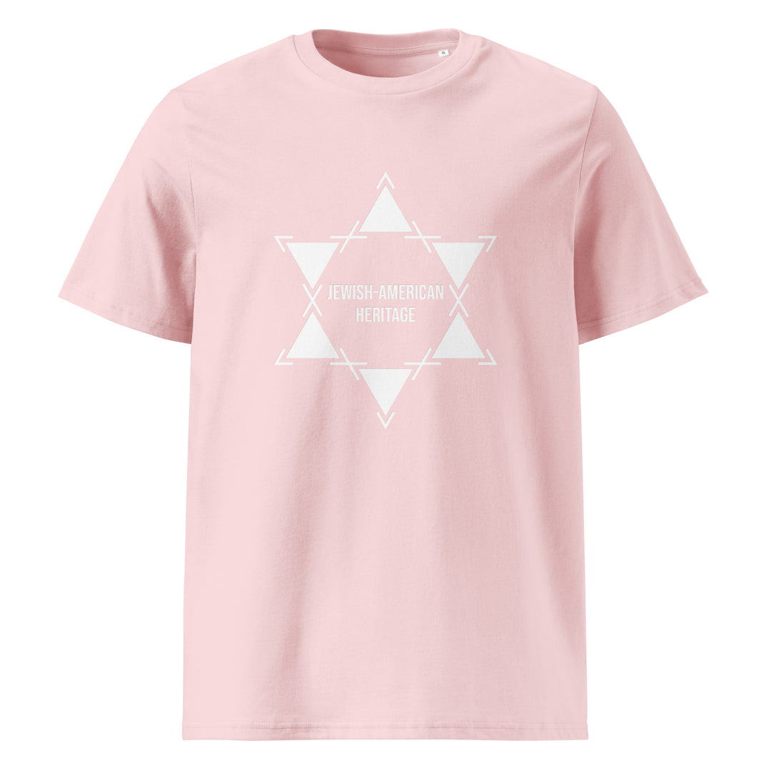 Jewish American Heritage Jewish pride t-shirt in Cotton Pink - front view