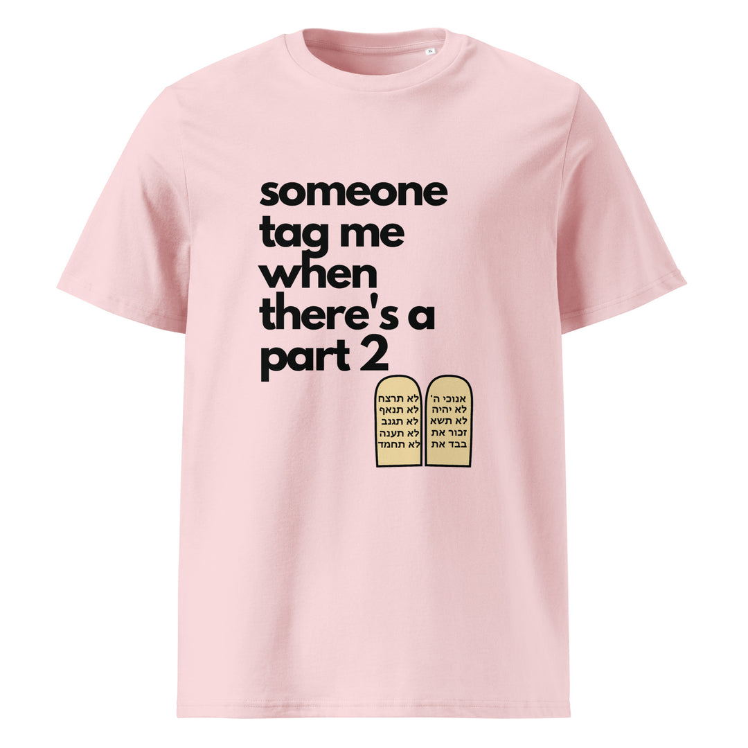 Someone Tag Me Jewish pride t-shirt in Cotton Pink - front view