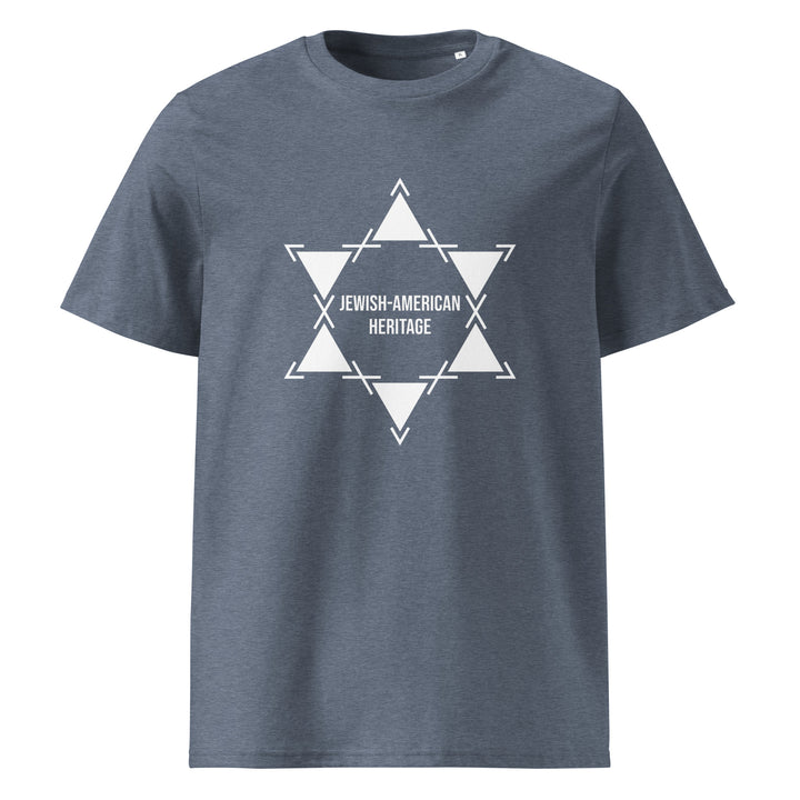 Jewish American Heritage Jewish pride t-shirt in Dark Heather Blue - front view