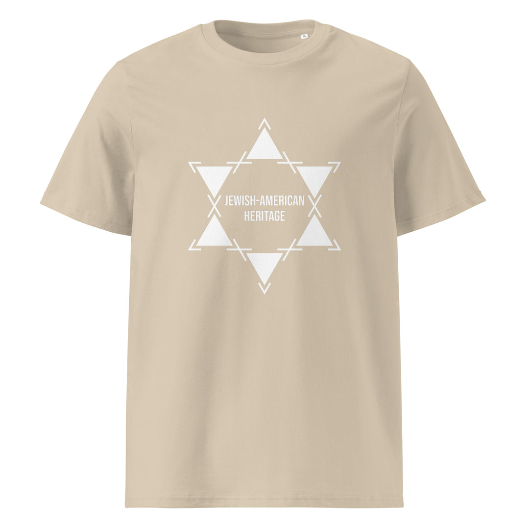 Jewish American Heritage Jewish pride t-shirt in Desert Dust - flat lay