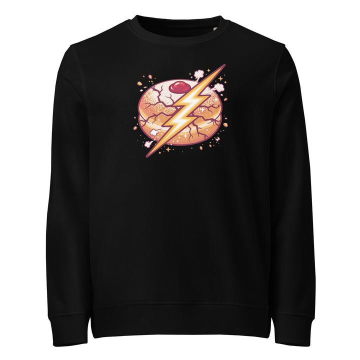 Sufganiyah Lightning Jewish pride organic sweatshirt in Black - back view