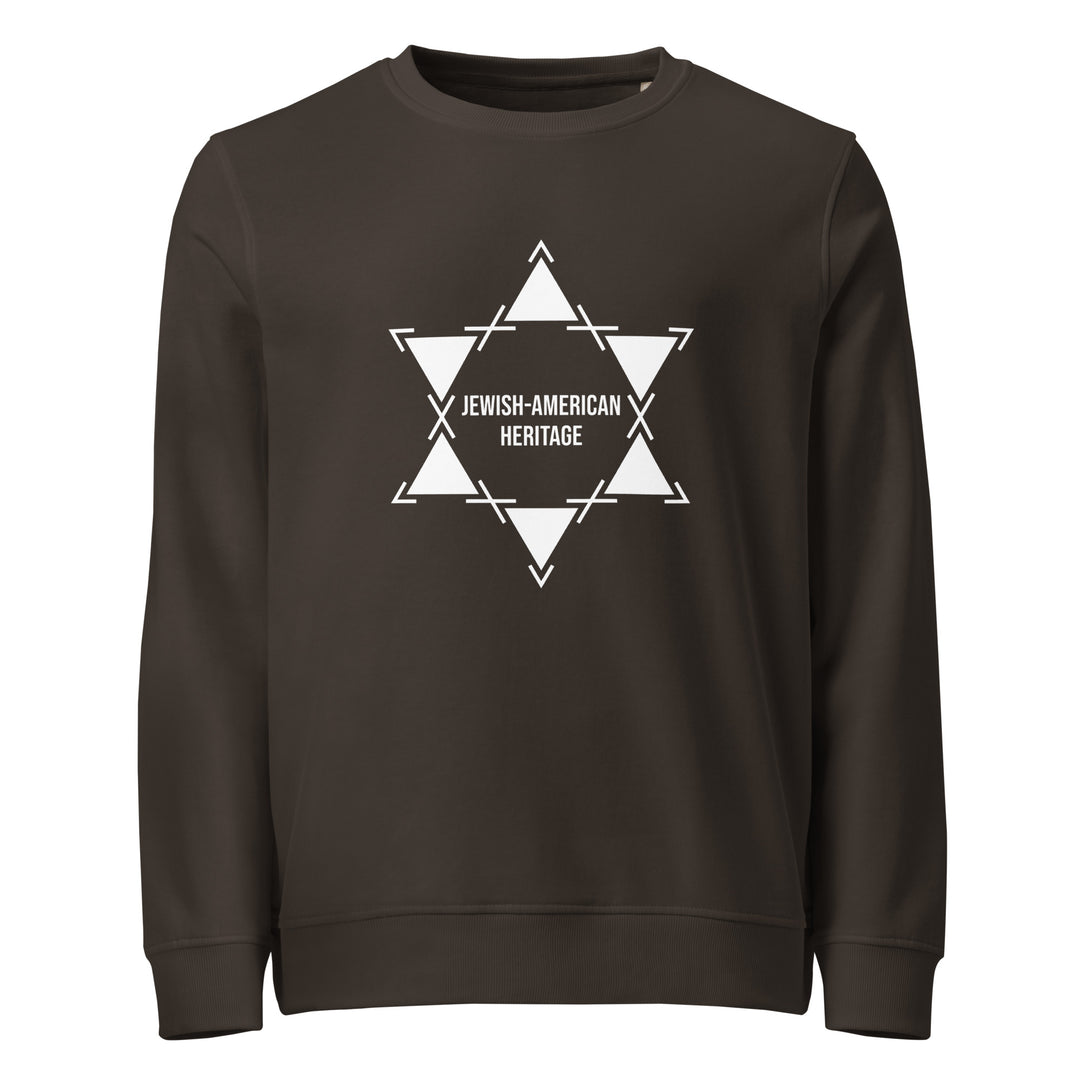 Jewish American Heritage Jewish pride organic sweatshirt in Deep Charcoal Grey - detail view