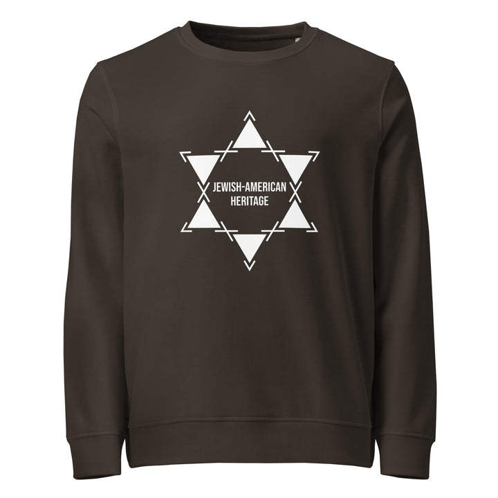 Jewish American Heritage Jewish pride organic sweatshirt in Deep Charcoal Grey - detail view