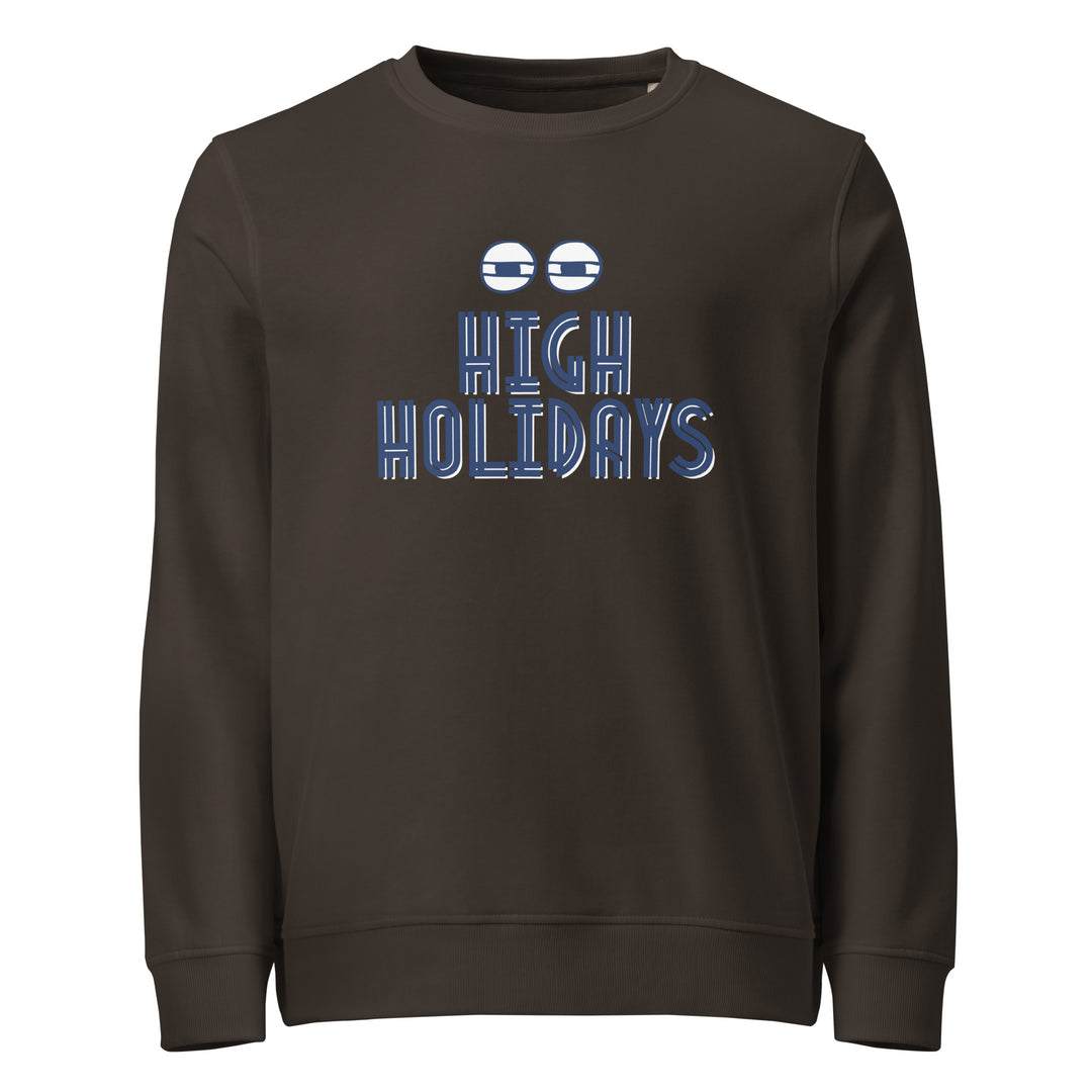 High Holidays Jewish pride organic sweatshirt in Deep Charcoal Grey - detail view