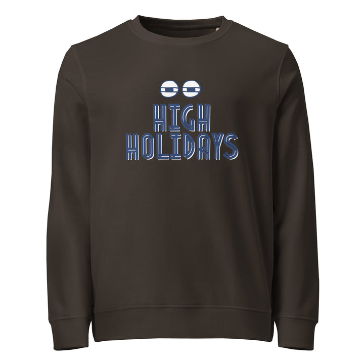 High Holidays Jewish pride organic sweatshirt in Deep Charcoal Grey - detail view