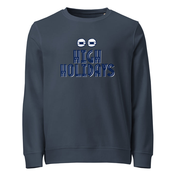 High Holidays Jewish pride organic sweatshirt in French Navy - close-up