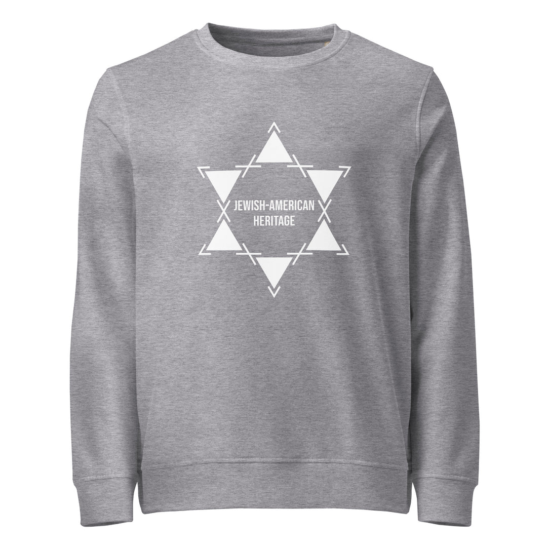 Jewish American Heritage Jewish pride organic sweatshirt in Grey Melange - flat lay