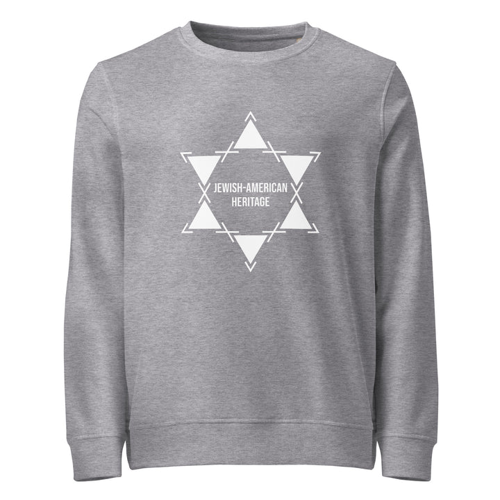 Jewish American Heritage Jewish pride organic sweatshirt in Grey Melange - flat lay