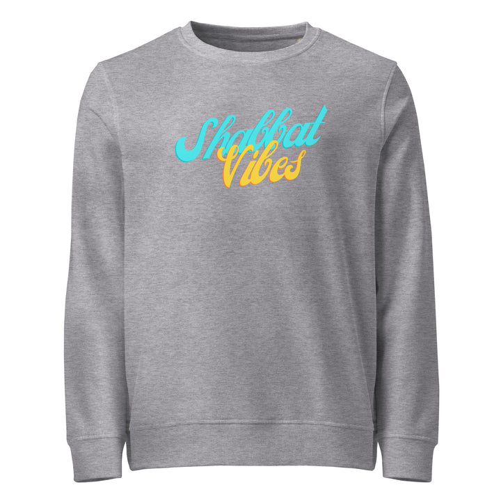 Shabbat Vibes Jewish pride organic sweatshirt in Grey Melange - side view