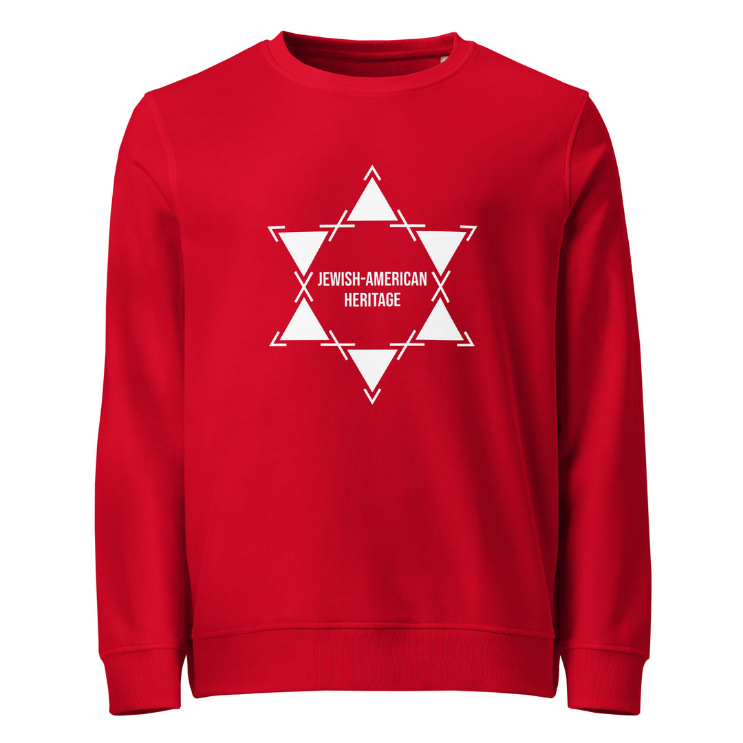 Jewish American Heritage Jewish pride organic sweatshirt in Red - lifestyle shot