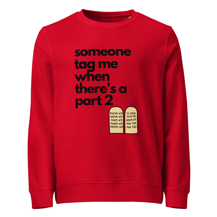 Someone Tag Me Jewish pride organic sweatshirt in Red - back view