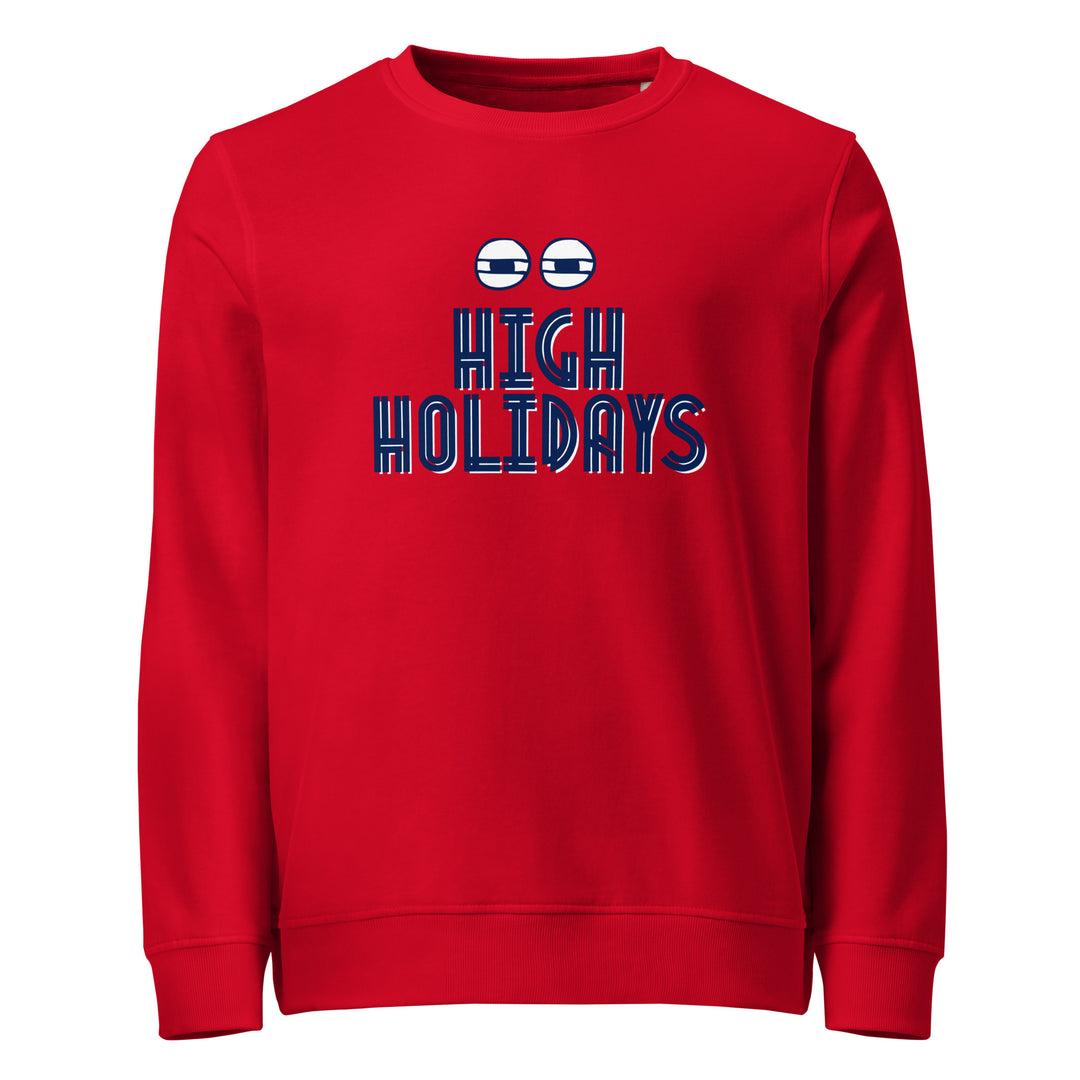 High Holidays Jewish pride organic sweatshirt in Red - front view
