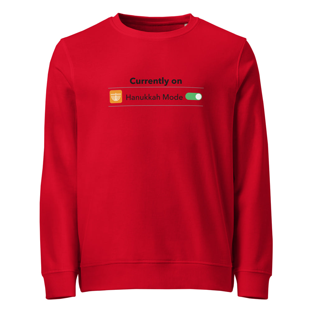 Hanukkah Mode Jewish pride organic sweatshirt in Red - back view