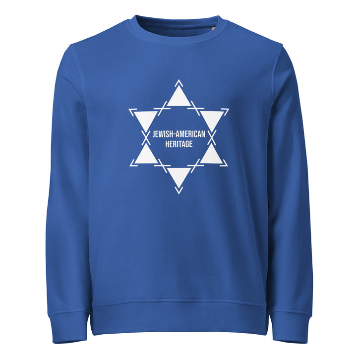 Jewish American Heritage Jewish pride organic sweatshirt in Royal Blue - side view
