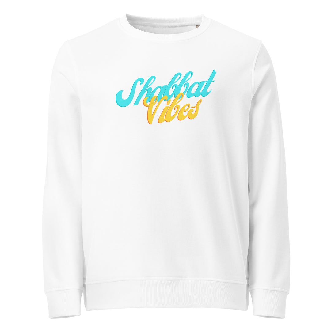 Shabbat Vibes Jewish pride organic sweatshirt in White - folded view