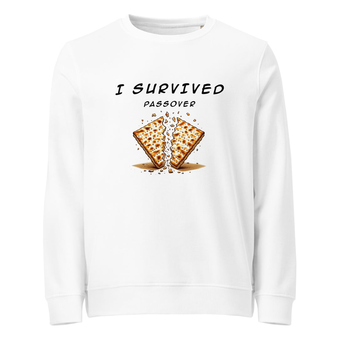 Passover Jewish pride organic sweatshirt in White - flat lay
