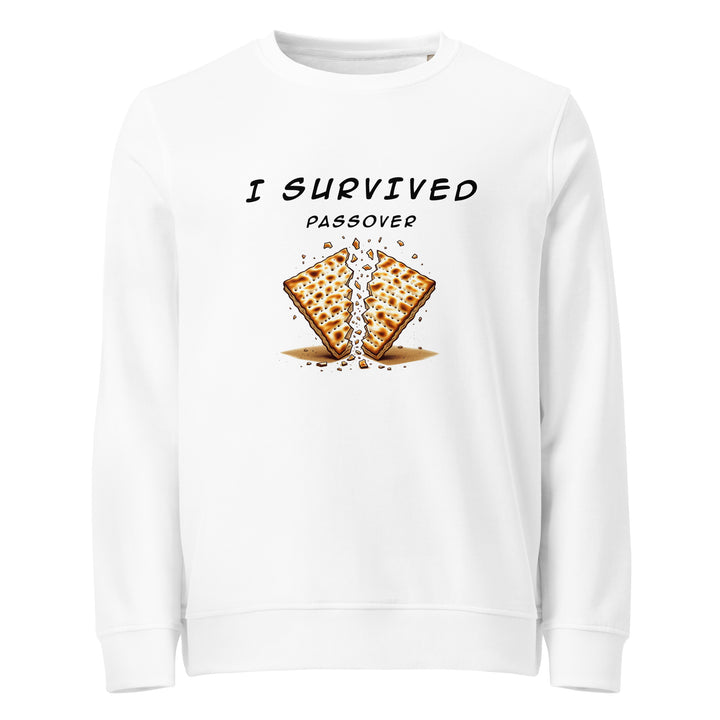 Passover Jewish pride organic sweatshirt in White - flat lay